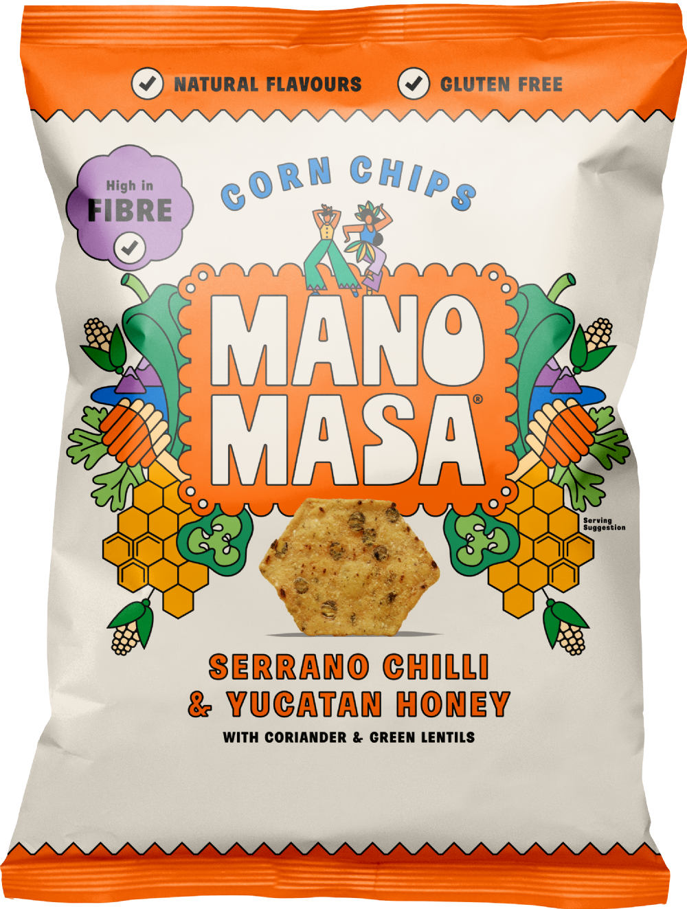 MANOMASA Serrano Chilli & Yucatan Honey Corn Chips 140g