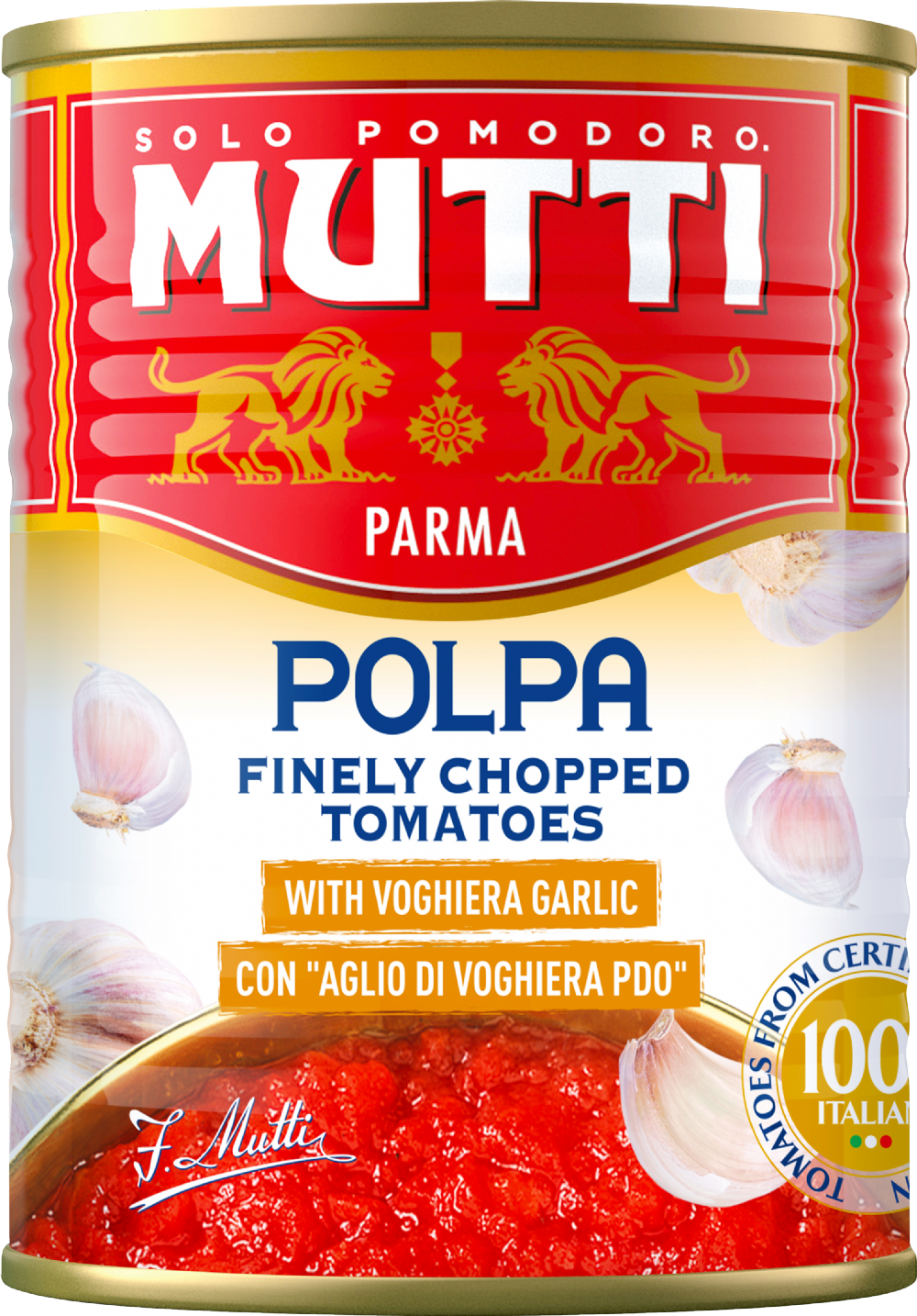 MUTTI Polpa Finely Chopped Tomatoes with Voghiera Garlic 400g
