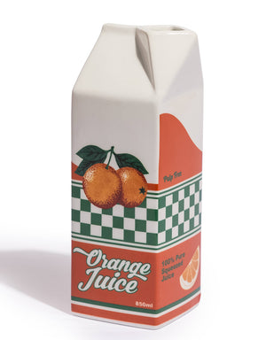 Orange Juice Carton Ceramic Stem Vase