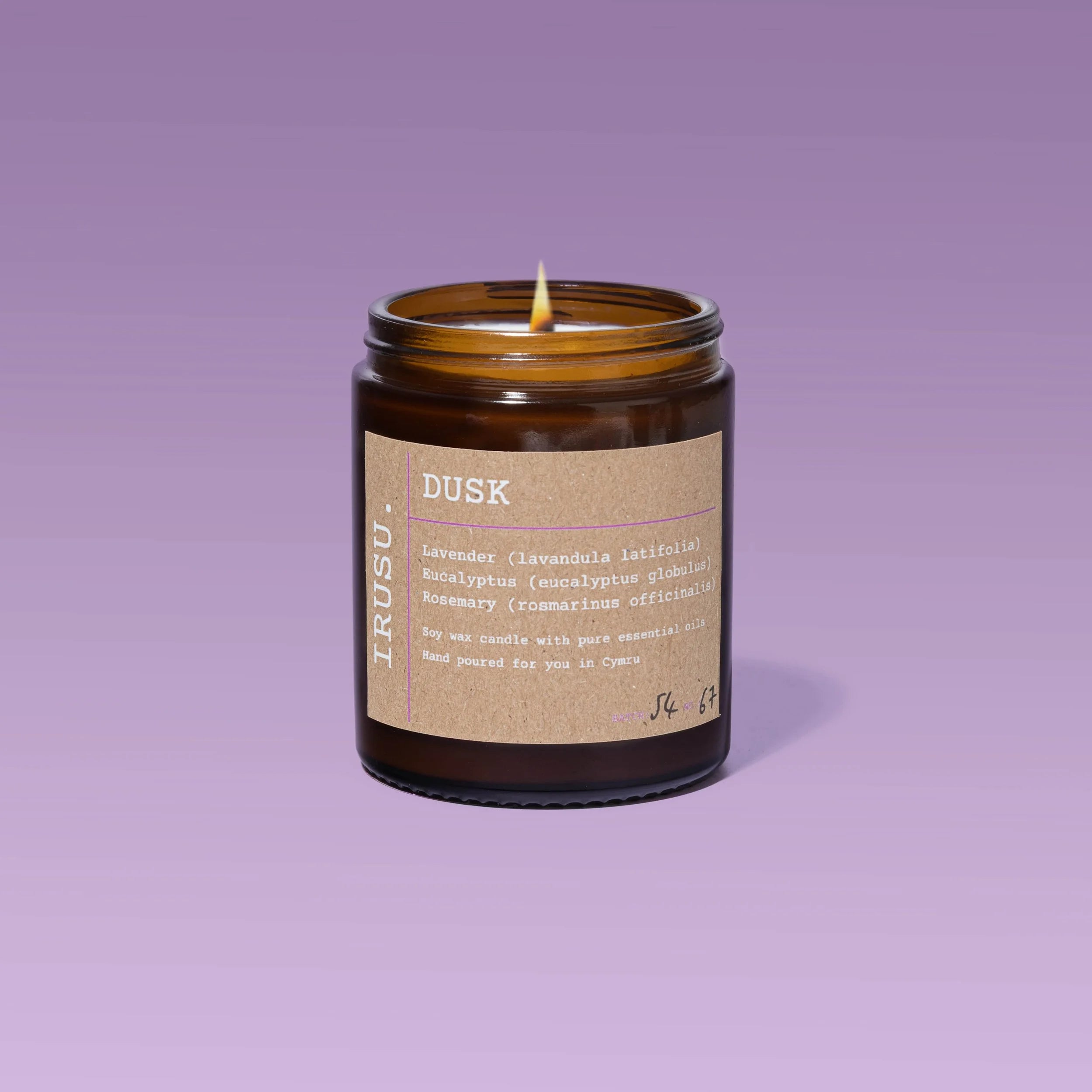 IRUSU. Dusk Lavender, Eucalyptus & Rosemary Soy Wax Candle 180ml