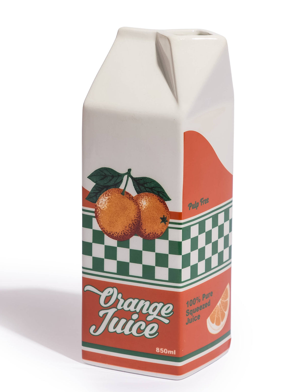 Orange Juice Carton Ceramic Stem Vase 