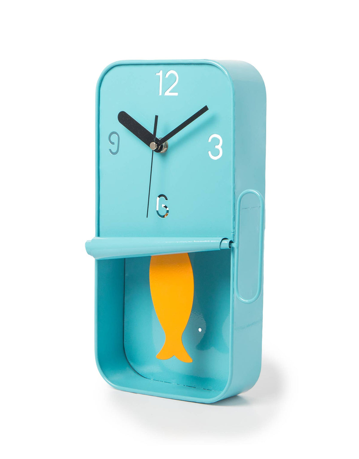 Blue Metal Sardine Tin Pendulum Wall Clock 