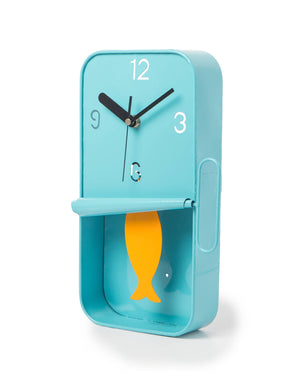 Blue Metal Sardine Tin Pendulum Wall Clock 