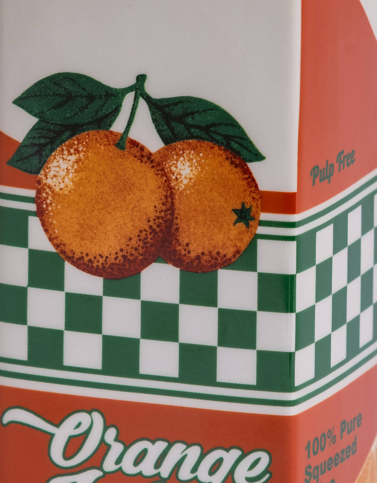 Orange Juice Carton Ceramic Stem Vase 