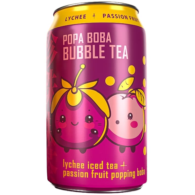 Popa Boba – Lychee Iced Tea with Passion Fruit Popping Boba (320 ml)