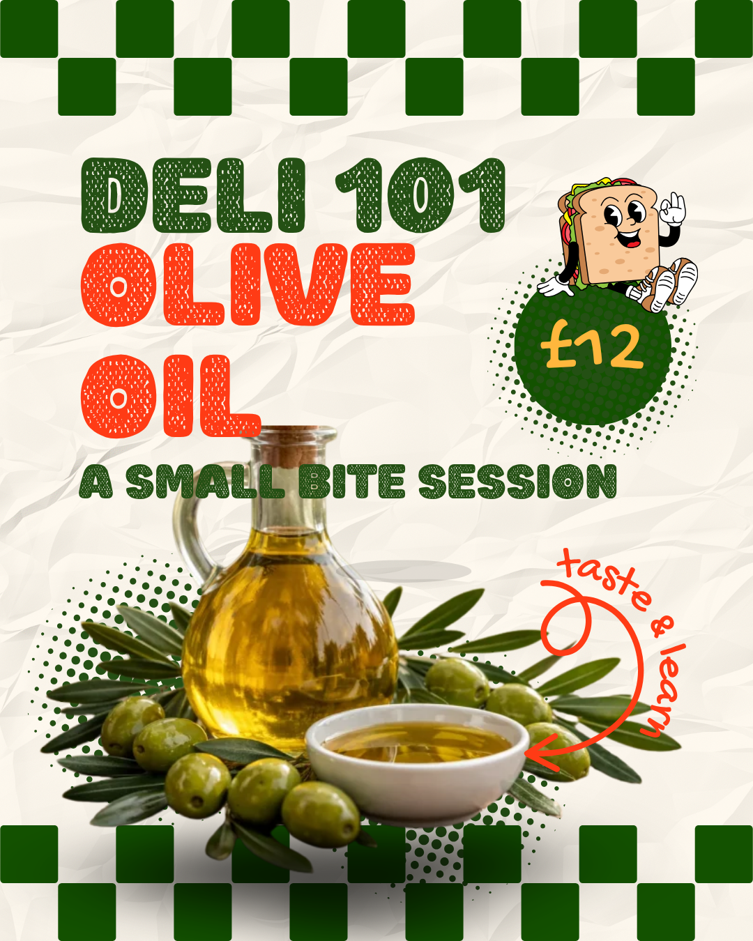 EVENT: Deli 101: Olive Oil - Saturday 26th September 2026, 3:00pm 