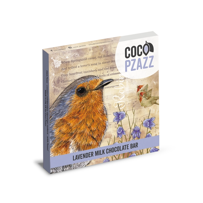 COCO PZAZZ Victoria’s Attic “Robin” Lavender Milk Chocolate Bar 80g 