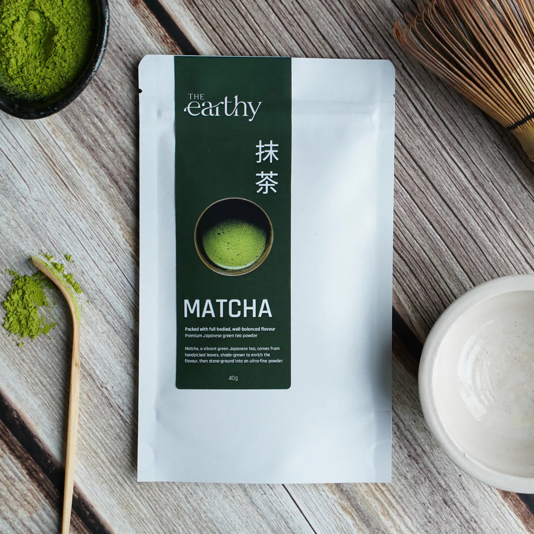THE EARTHY Premium Green Tea Matcha Powder 40g