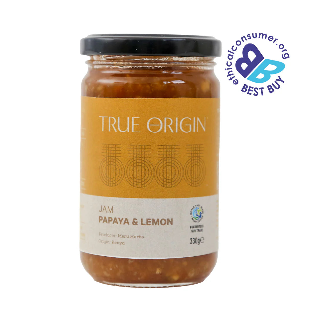 TRUE ORIGIN Papaya and Lemon Jam 330g