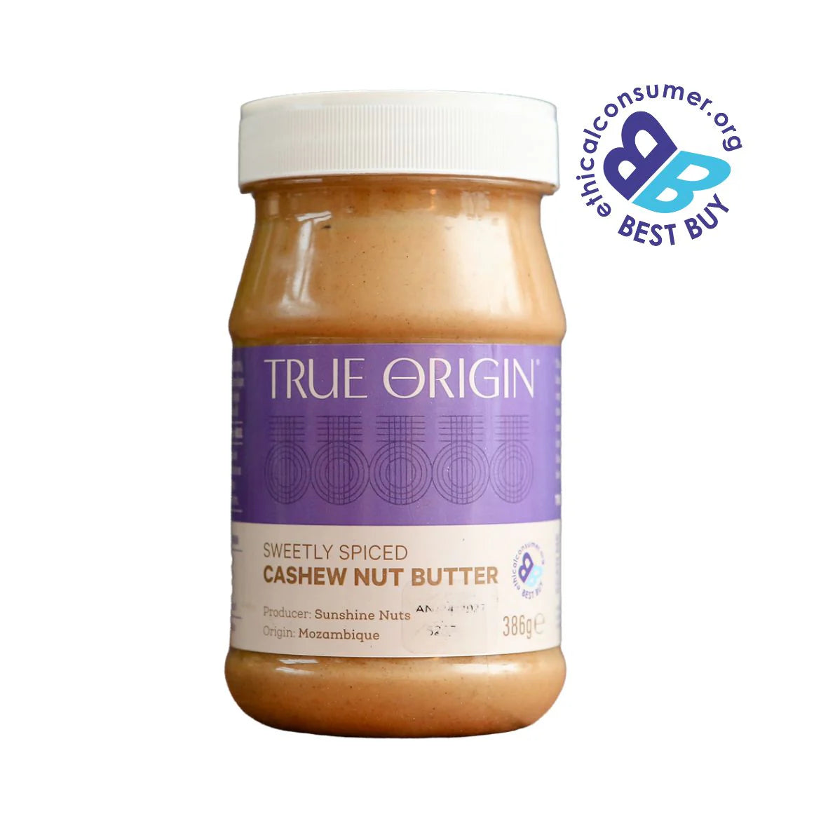 TRUE ORIGIN Sweetly Spiced Cashew Nut Butter 386g