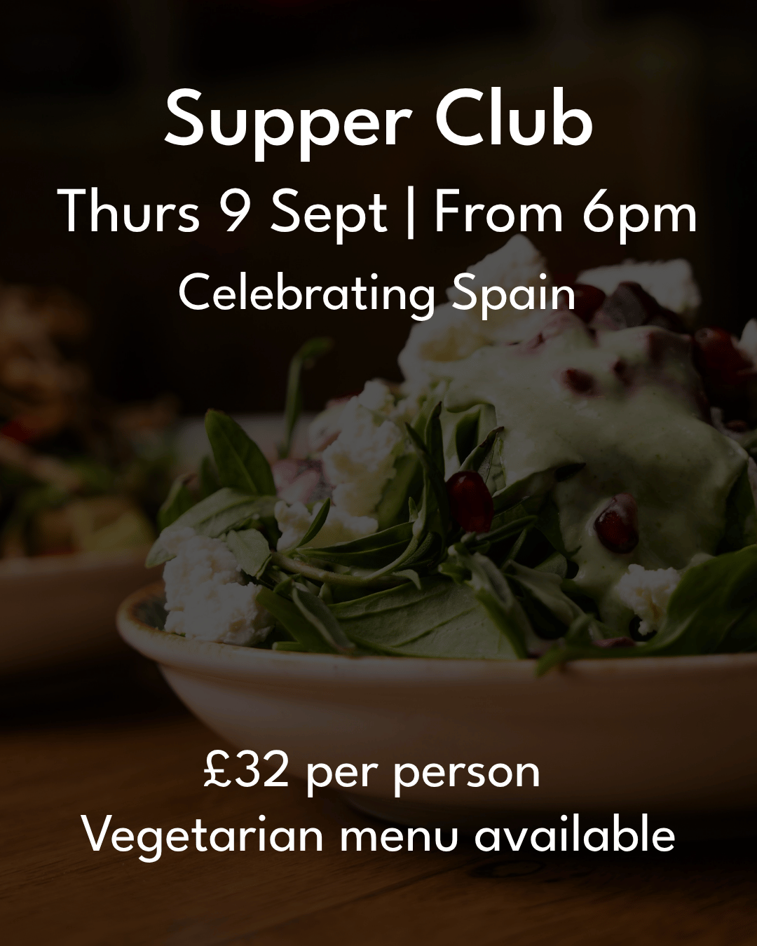EVENT: Supper Club at Flynn’s - September 26 (Spain), Wednesday 9th September 6pm 