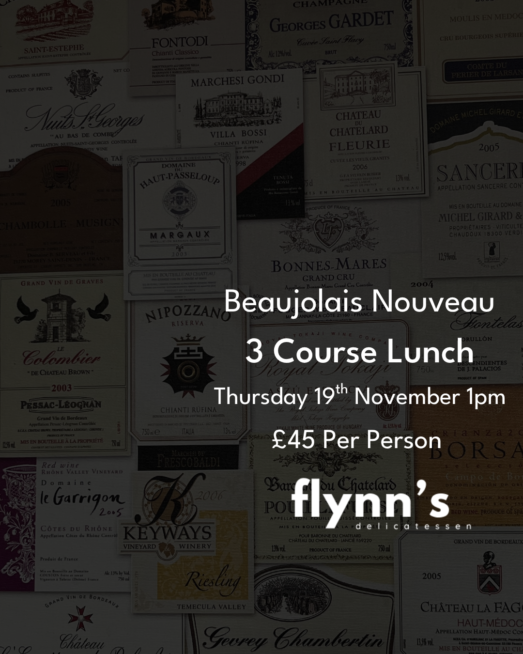 EVENT: Beaujolais Nouveau Lunch at Flynn's, 26th November 1pm 