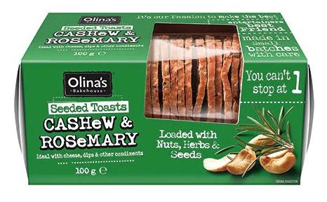 OLINA'S BAKEHOUSE Cashew and Rosemary Seeded Toasts 100g
